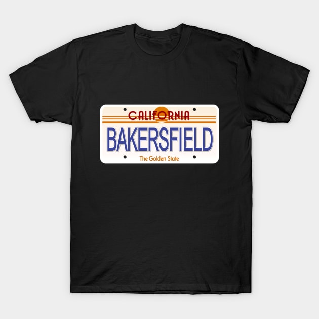 Bakersfield California State License Plate T-Shirt by Mel's Designs